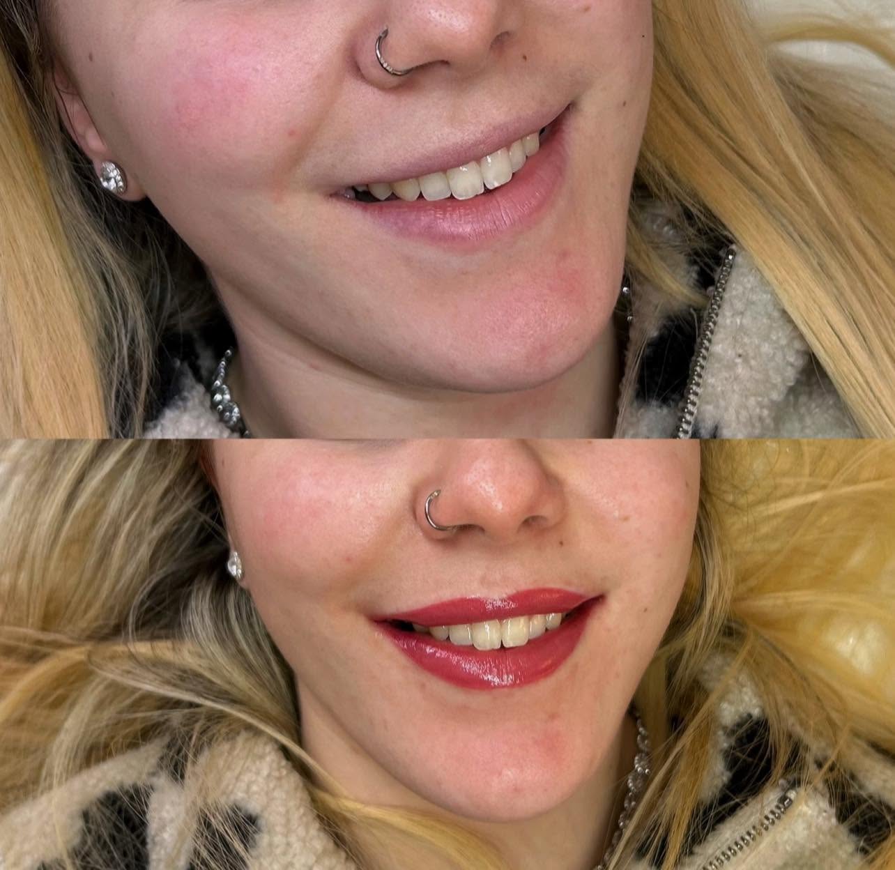 Lip blush permanent make up result by Louise Carr, South Wales